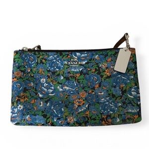 Coach Blue and Black Floral Clutch